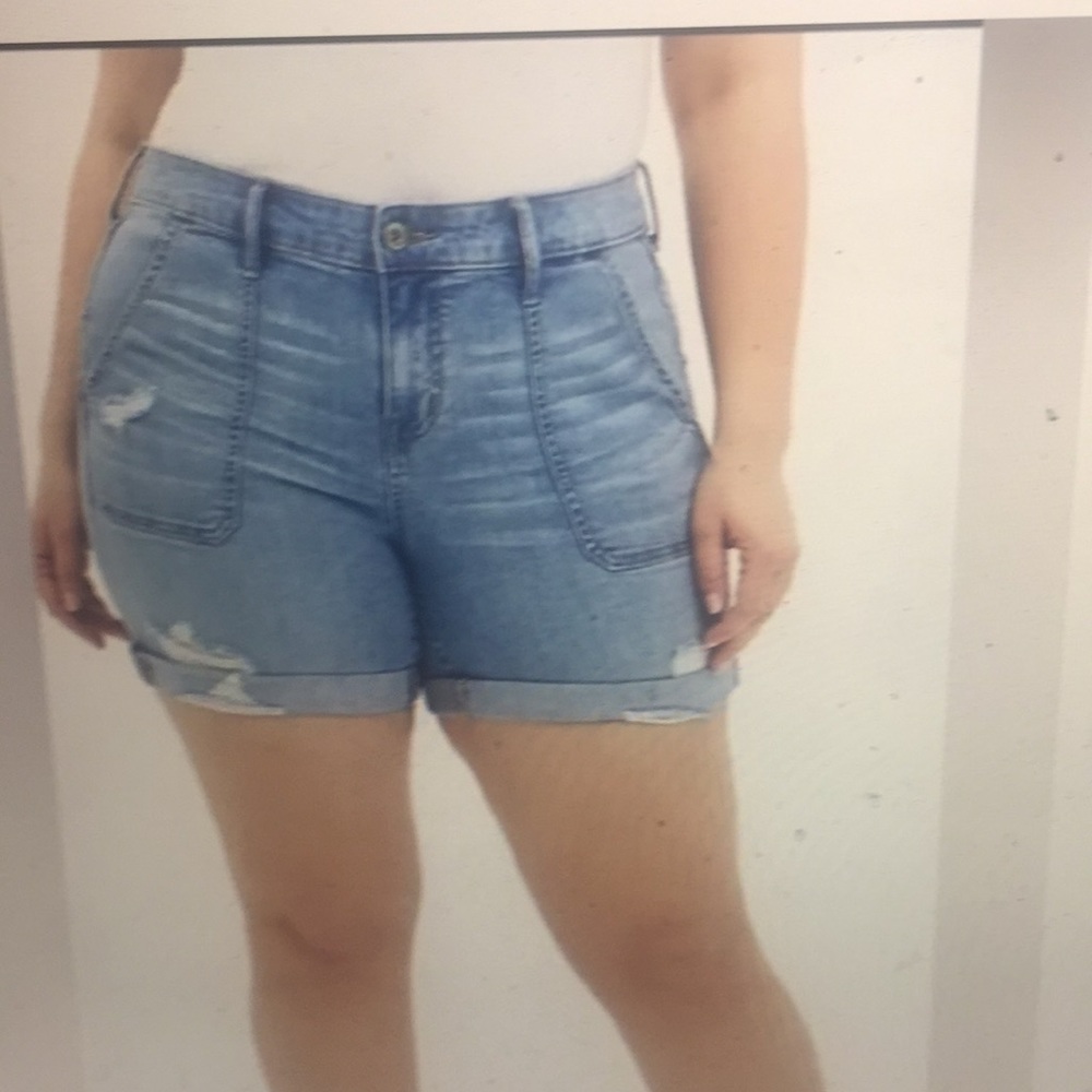 Torrid Feel The Fit Denim Distressed Shorts